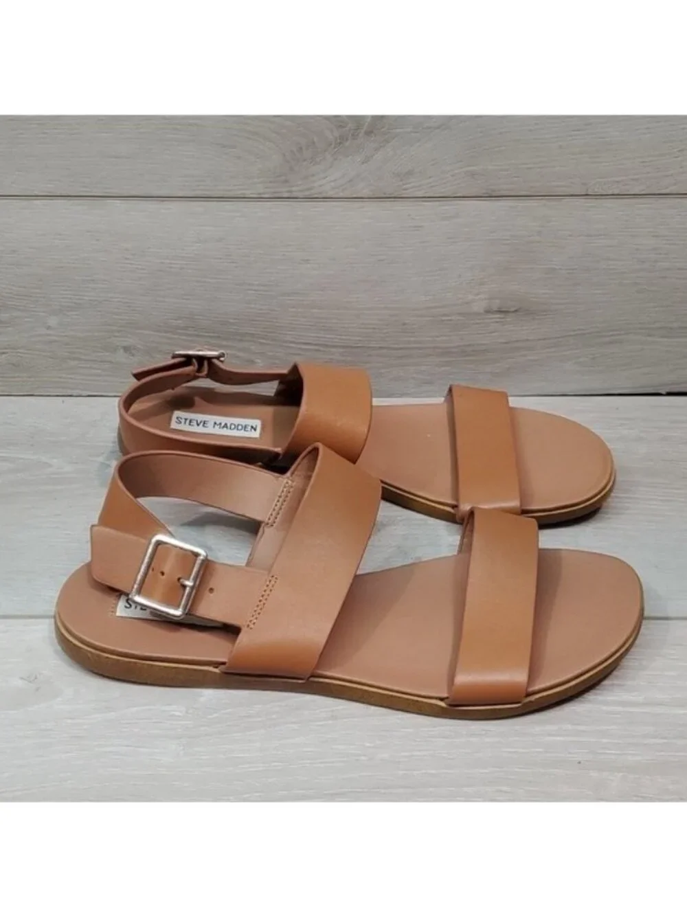 Steve Madden Women Daja Leather Ankle Leather Sandals Flats shoes sz 9.5M